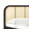 close view of cane headboard