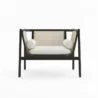 front view of black cane chair