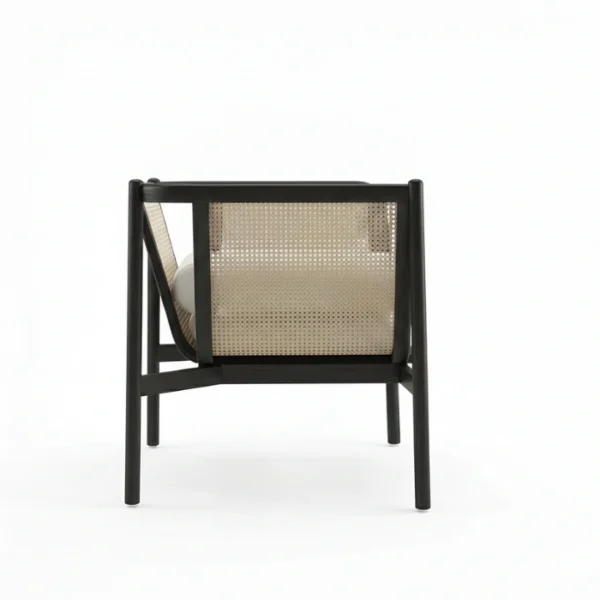 Cane Chair - Black (3) side profile view of black cane chair