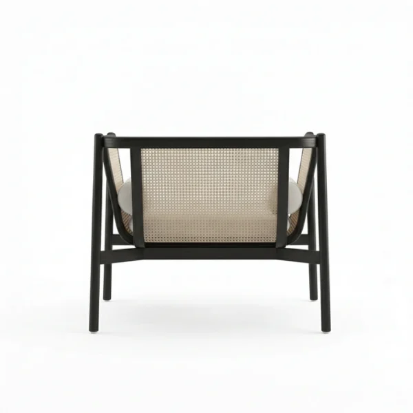 Cane Chair - Black (4) back view of black cane chair