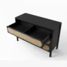 upper view showing black open drawers