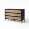angled view of black cane dresser