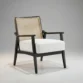 cane sculpt armchair with pure white cushion in studio background