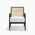 front view of cane armchair in white background