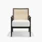 front view of cane armchair in white background