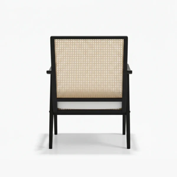 Cane Sculpt Chair - White (3) full back view of cane armchair