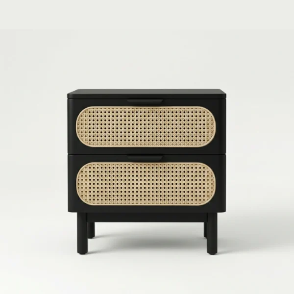 Cane Side table - Black (3) front view of black Cane Side Table
