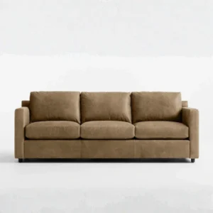 front view of light brown sofa