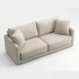 upper angled view of white 2 seater sofa