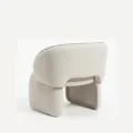 rear view of white boucle armchair