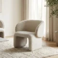White boucle armchair in modern room