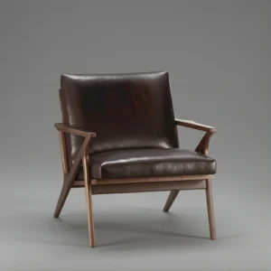 angled view of leather chair in studio background
