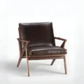 angled view of dark brown leather chair