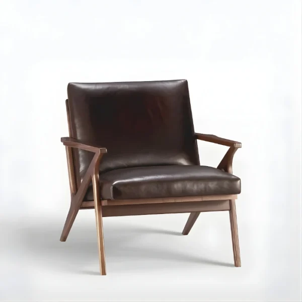 Fiora Leather chair - Brown (2) angled view of dark brown leather chair