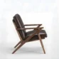 side profile view of leather cushioned chair