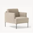 angled view of beige chair