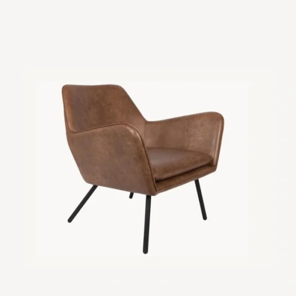 LuxeCuir Armchair - Brown (2) angled view brown leather chair