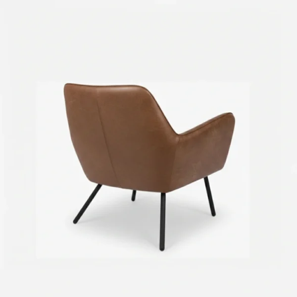 LuxeCuir Armchair - Brown (4) rear view of brown leather chair