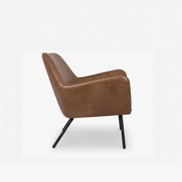 LuxeCuir Armchair - Brown (5) side profile view of brown leather chair