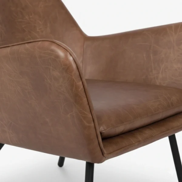 LuxeCuir Armchair - Brown (6) close view of leather chair