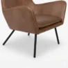 close view showing leather seat and metal legs
