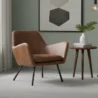 Brown leather armchair in modern livingroom.