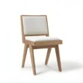 angled view of beige chair