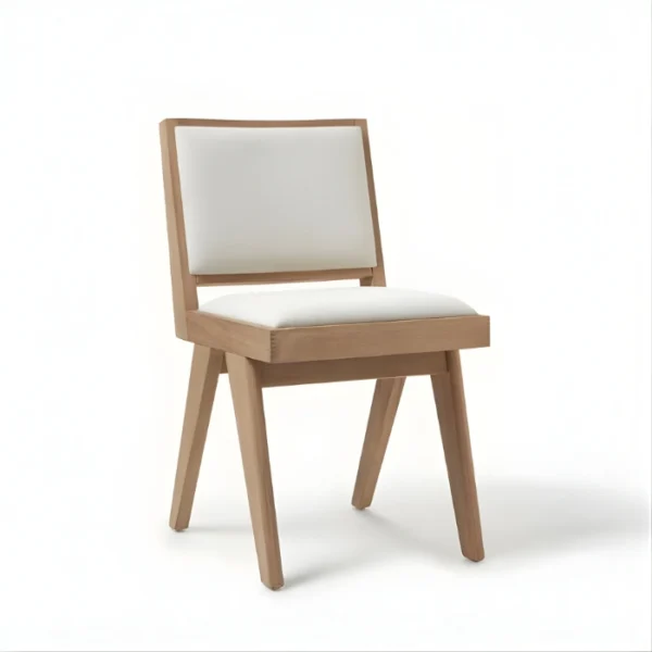 Noble Oak woodchair - white (2) angled view of beige chair