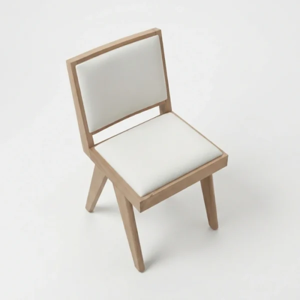 Noble Oak woodchair - white (6) upper angled view of beige chair in white background