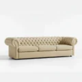 angled view of 3 seater beige sofa