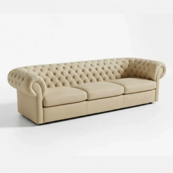 Opal Chester Sofa - Beige (3) upper angled view of beige chester sofa