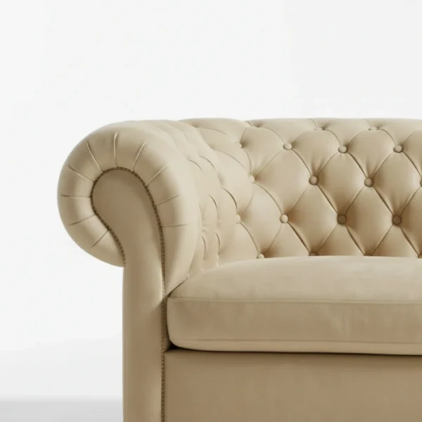 Opal Chester Sofa - Beige (6) armrest close view of beige sofa