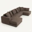 upper angled view of brown sectional sofa