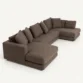 upper angled view of brown sectional sofa