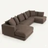 upper angled view of brown sectional sofa