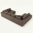 Angled back view of brown sectional sofa