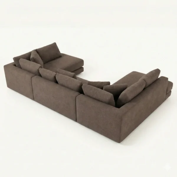 Summit U-Shape Sectional sofa - Brown (5) Angled back view of brown sectional sofa