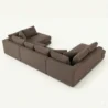 Angled back view of brown sectional sofa