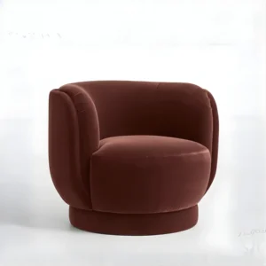 angled view of umber armchair in white background