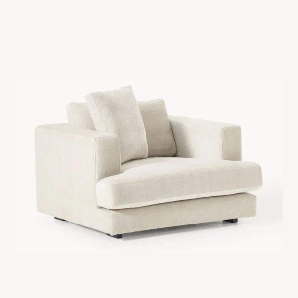 Velora Soft Armchair - White (2) angled view of white soft fabric chair