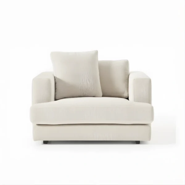 Velora Soft Armchair - White (3) frontview of white soft armchair