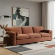 brick red 3 seater sofa in modern room