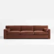 front view of brick red 3 seter sofa