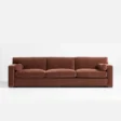 front view of brick red 3 seter sofa