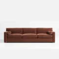 front view of brick red 3 seter sofa