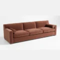 upper view of brick red 3 seter sofa