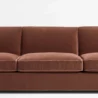 seats close view of brick red 3 seter sofa