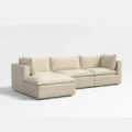 angled view of white modular sofa