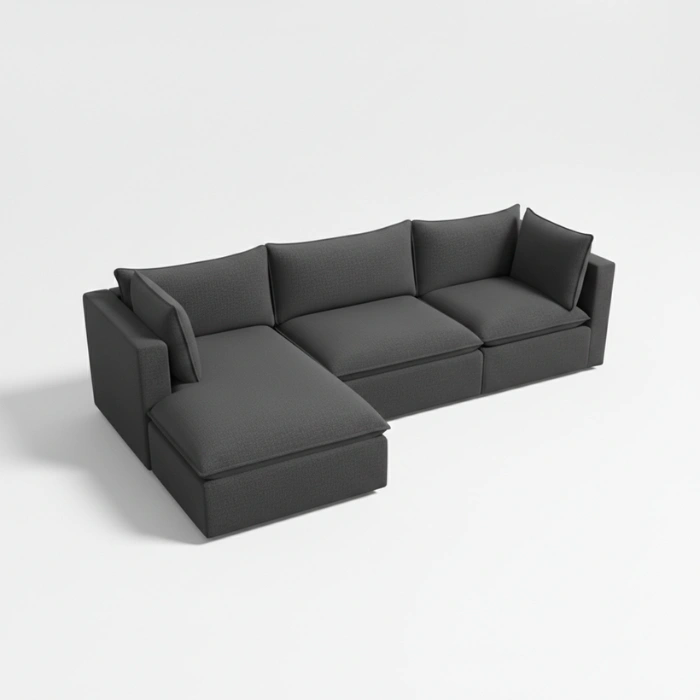 upper angled view of dark grey modular sofa