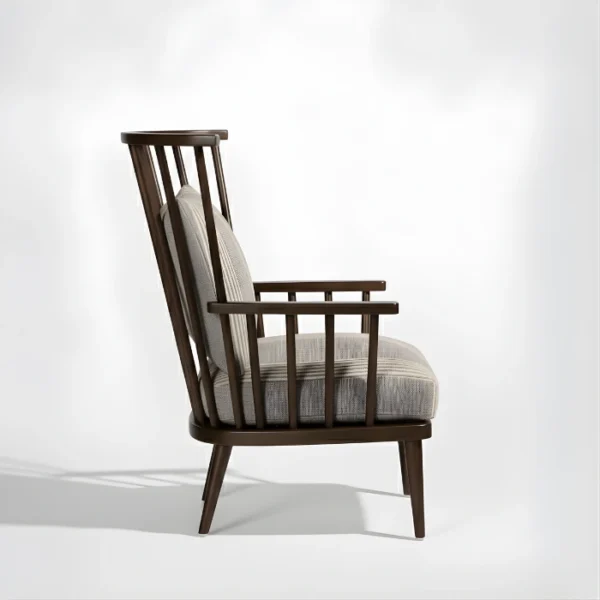 Windsor Nest Solid Wood Chair (4) side profile view of chair showing wooden frame